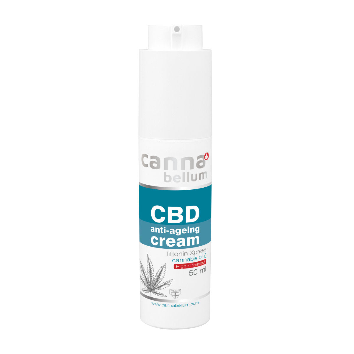 Cannabellum CBD Anti-Ageing Creme 50ml Verpackung mit ausgefahrenem Dosierer