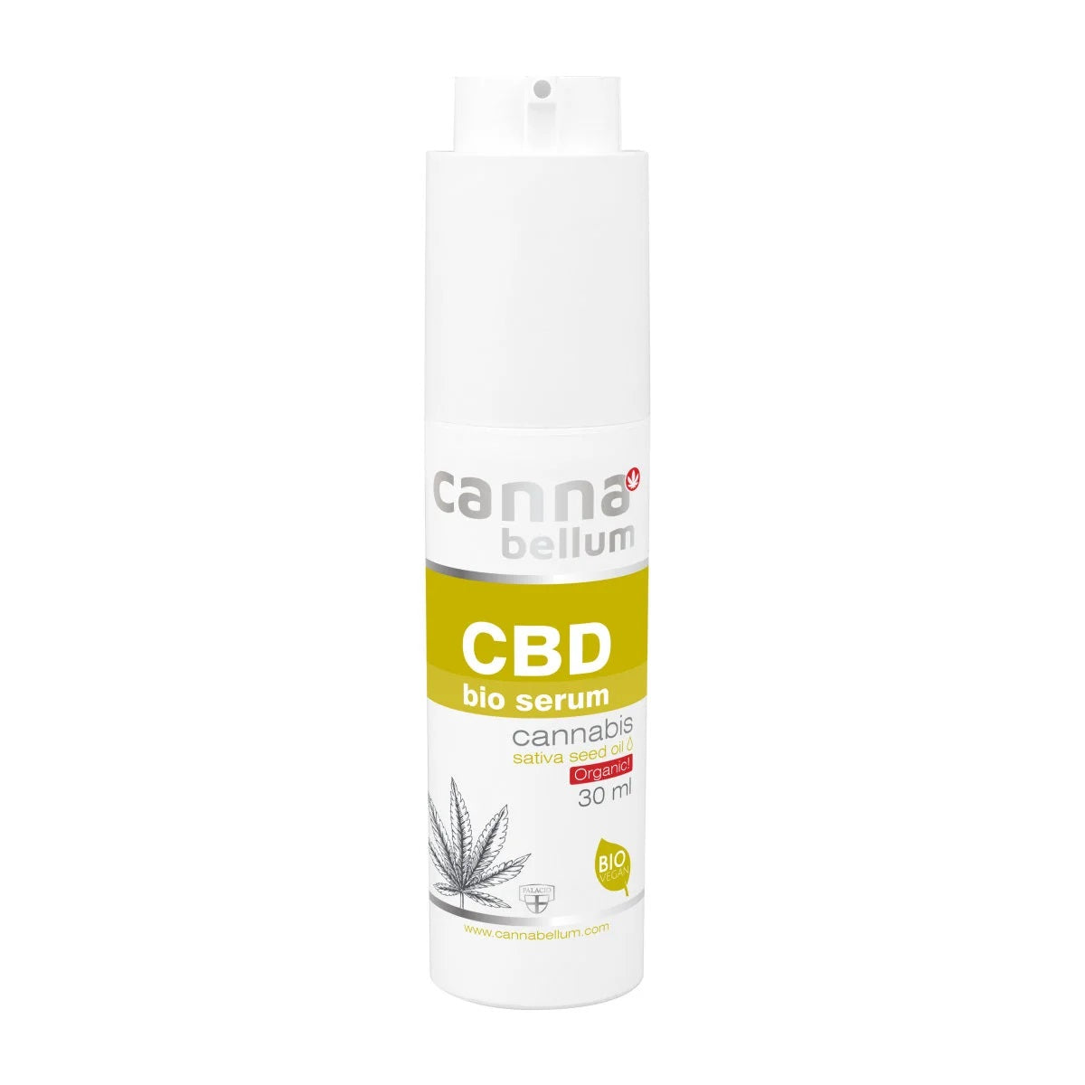 Cannabellum CBD Bio Serum 30ml Verpackung mit ausgefahrenem Dosierer